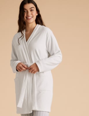 white jersey dressing gown