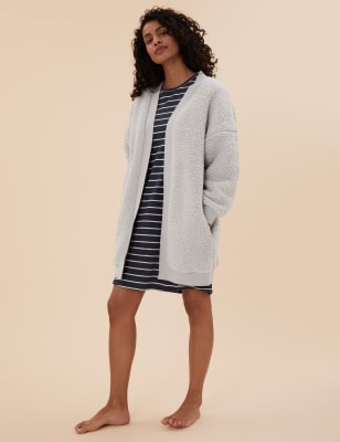 

Womens M&S Collection Strickjacke mit Teddyfutter - Grey, Grey