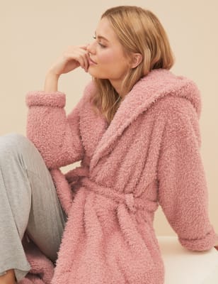 

Womens M&S Collection Fleece Hooded Dressing Gown - Antique Rose, Antique Rose