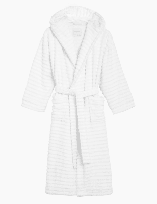 

Womens M&S Collection Rib Towelling Dressing Gown - White, White