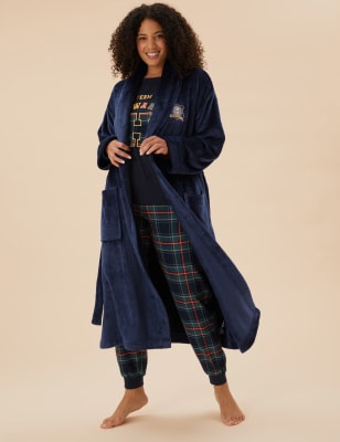 

Womens M&S Collection Fleece-Morgenmantel mit Harry Potter™-Motiv - Navy Mix, Navy Mix