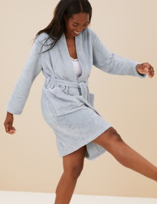 Short fleece dressing shop gowns for womens