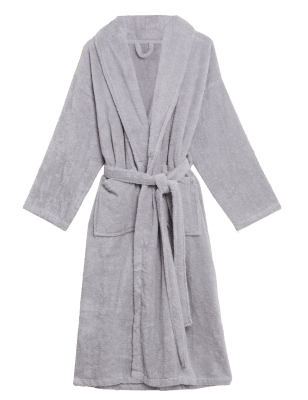 

Womens M&S Collection Pure Cotton Towelling Dressing Gown - Silver Grey, Silver Grey