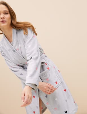 

M&S Collection Bata polar con estampado de corazonesWomens - Light Grey Mix, Light Grey Mix