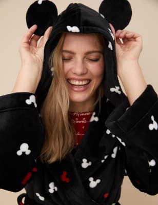 

Womens M&S Collection Fleece-Morgenmantel mit Mickey™-Motiv - Black Mix, Black Mix