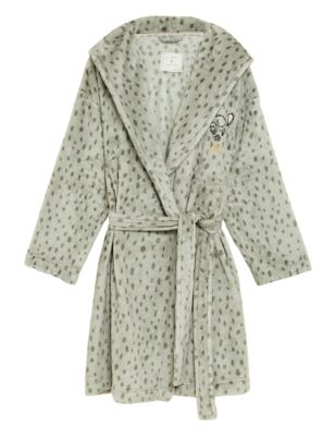 Womens M&S Collection Bambi™ Fleece Hooded Gown - Dusty Green