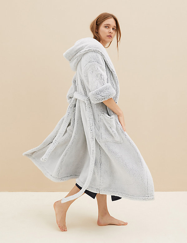 Fleece Hooded Dressing Gown - JE