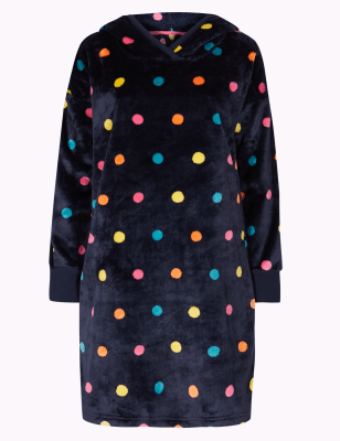 fleece hooded lounge dress