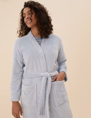 Fleece Ribbed Dressing Gown