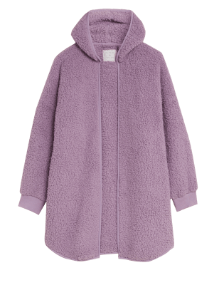 

Womens M&S Collection Teddy Borg Hooded Cardigan - Dusted Lilac, Dusted Lilac