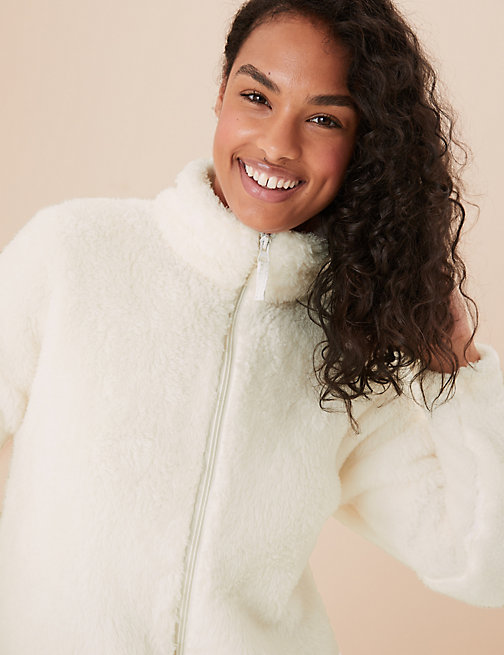 Marks And Spencer Womens M&S Collection Fleece Long Dressing Gown - Light Natural, Light Natural
