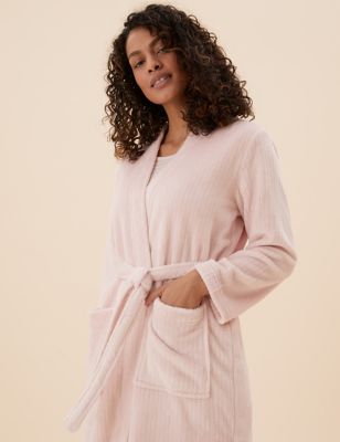 Fleece Ribbed Dressing Gown