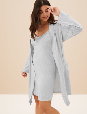 

Womens M&S Collection Cotton Modal Lace Trim Wrap - Grey, Grey