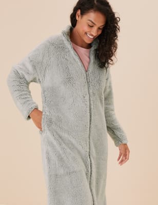 Fleece Zip Long Dressing Gown