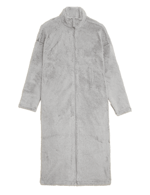 

Womens M&S Collection Fleece Zip Long Dressing Gown - Grey, Grey