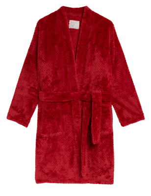 

Womens M&S Collection Fleece Short Dressing Gown - Redcurrant, Redcurrant