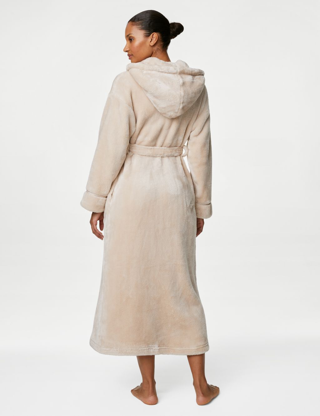 Fleece Hooded Long Dressing Gown image 5