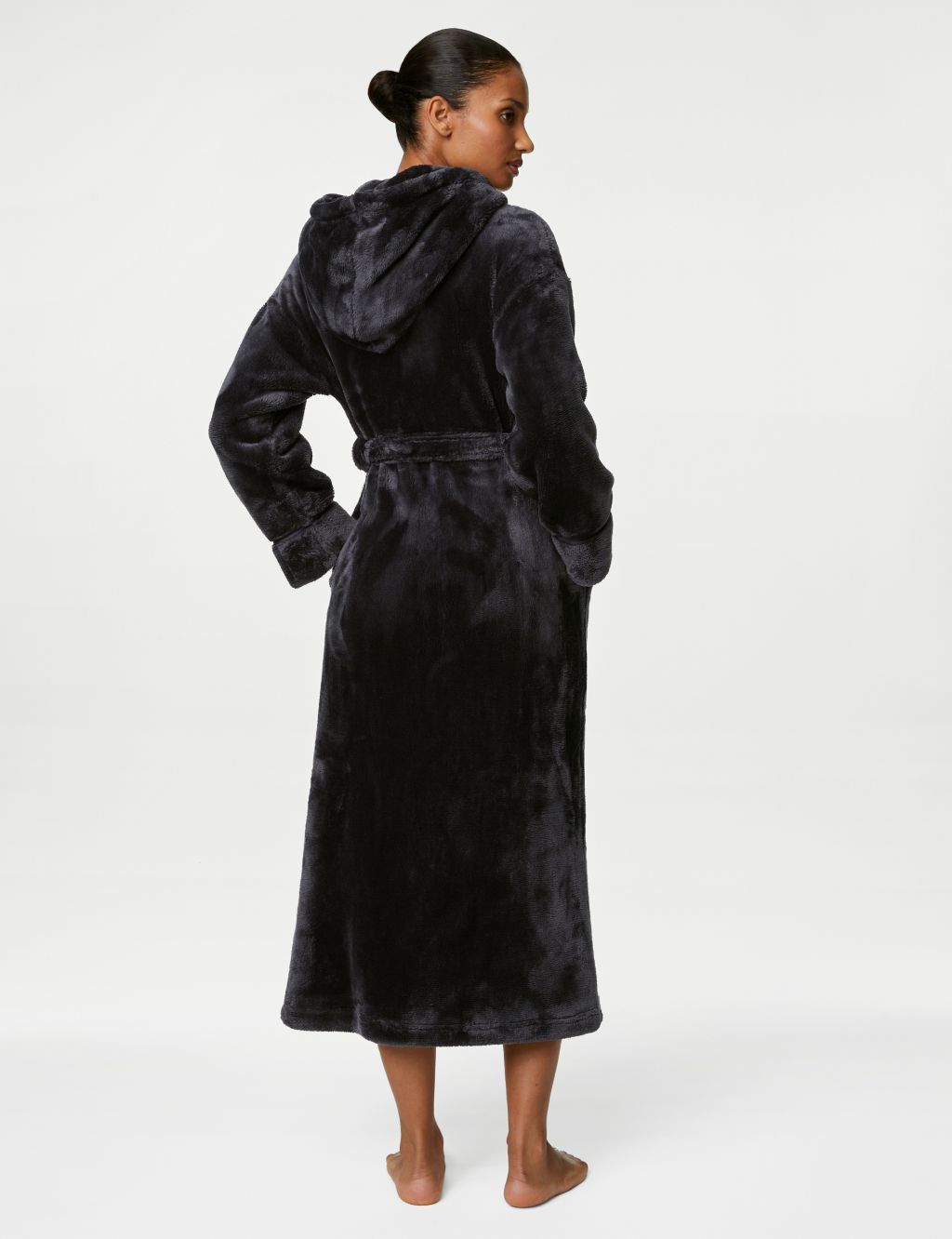 Fleece Hooded Long Dressing Gown image 4