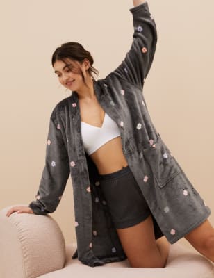 

M&S Collection Bata corta polar floralWomens - Charcoal Mix, Charcoal Mix