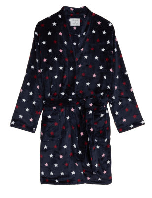 

Womens M&S Collection Fleece Star Short Dressing Gown - Navy Mix, Navy Mix