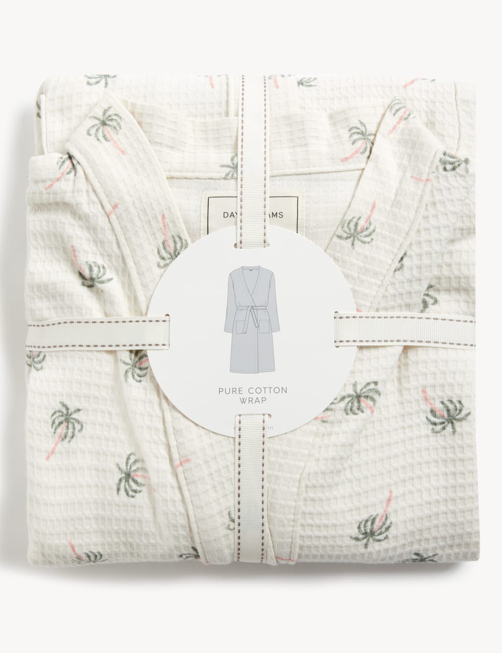Pure Cotton Waffle Palm Print Dressing Gown image 5