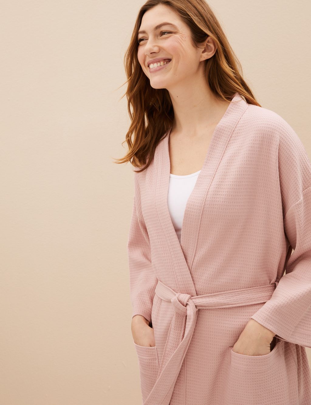 Pure Cotton Waffle Tie Dressing Gown image 1