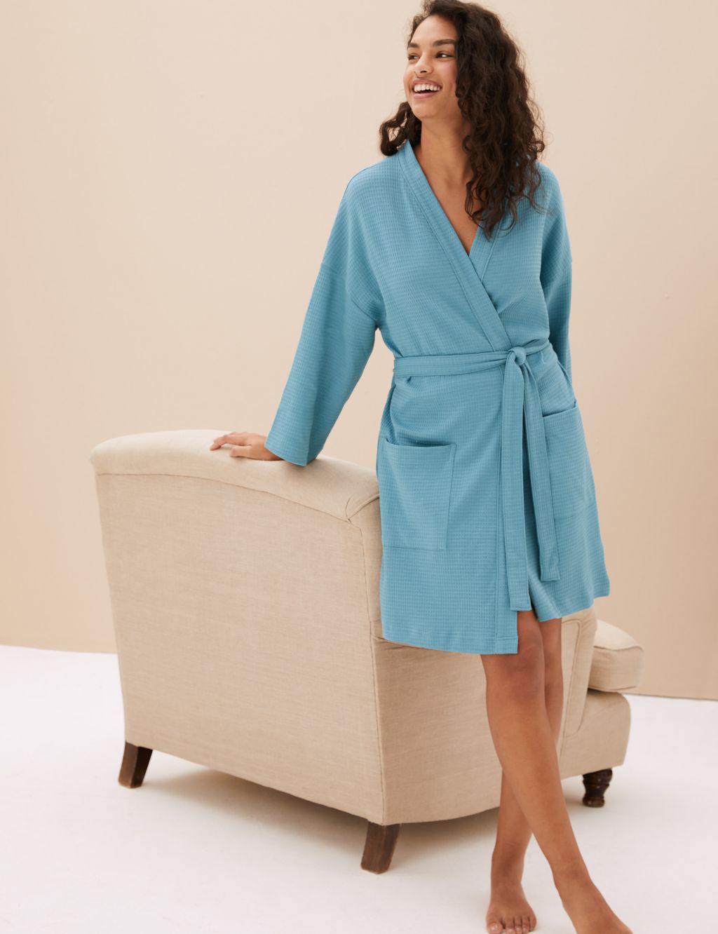 Pure Cotton Waffle Dressing Gown image 2