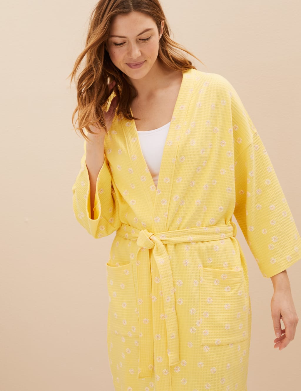 Pure Cotton Waffle Dressing Gown image 2
