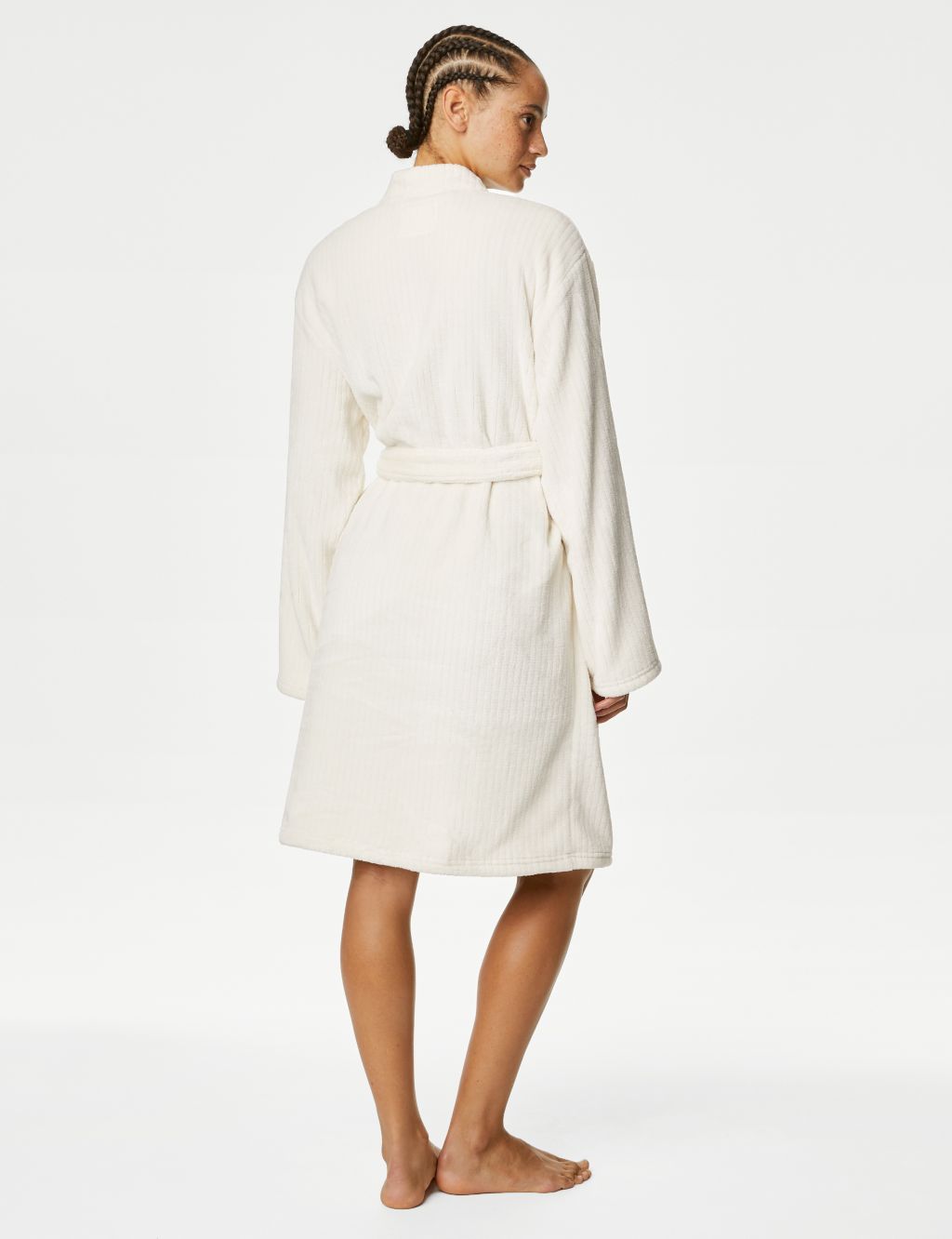 Fleece Ribbed Short Dressing Gown image 5