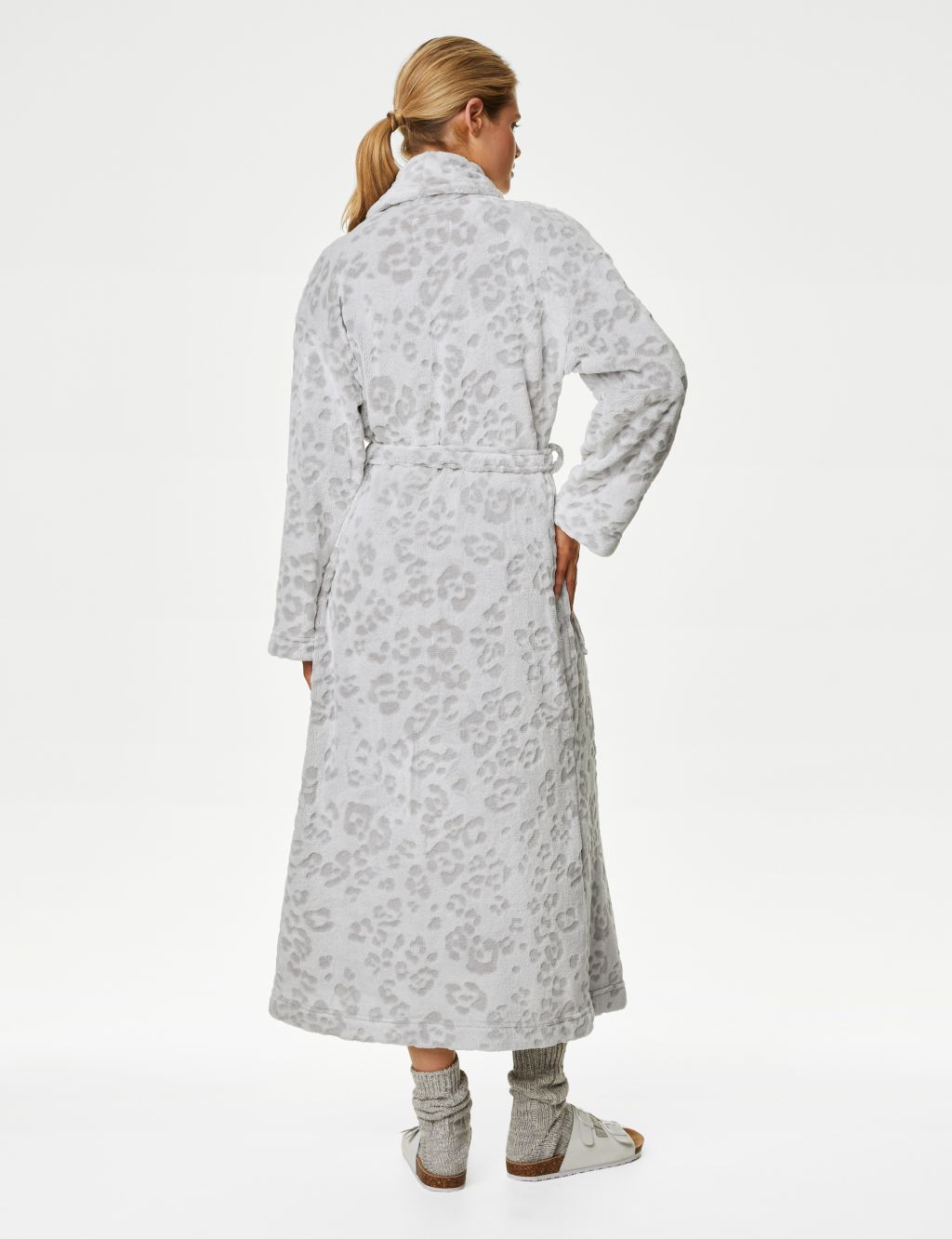 Fleece Animal Print Long Dressing Gown image 4