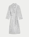 Fleece Animal Print Long Dressing Gown