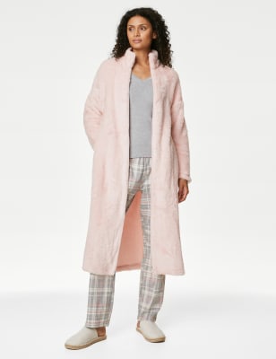 Fleece Zipped Long Dressing Gown - LT