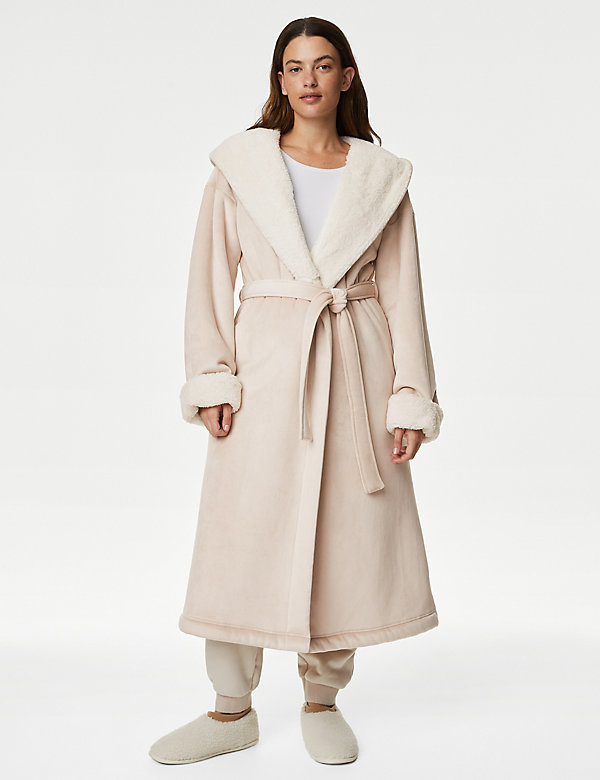 Borg Hooded Long Dressing Gown - CA
