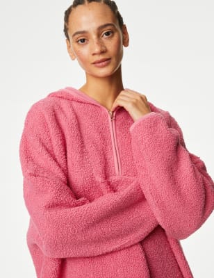 

Womens M&S Collection Brushed Back Borg Oversized Hoodie - Bright Rose, Bright Rose