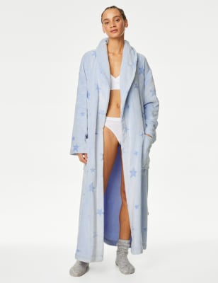 

Womens M&S Collection Fleece Star Print Dressing Gown - Blue Mix, Blue Mix