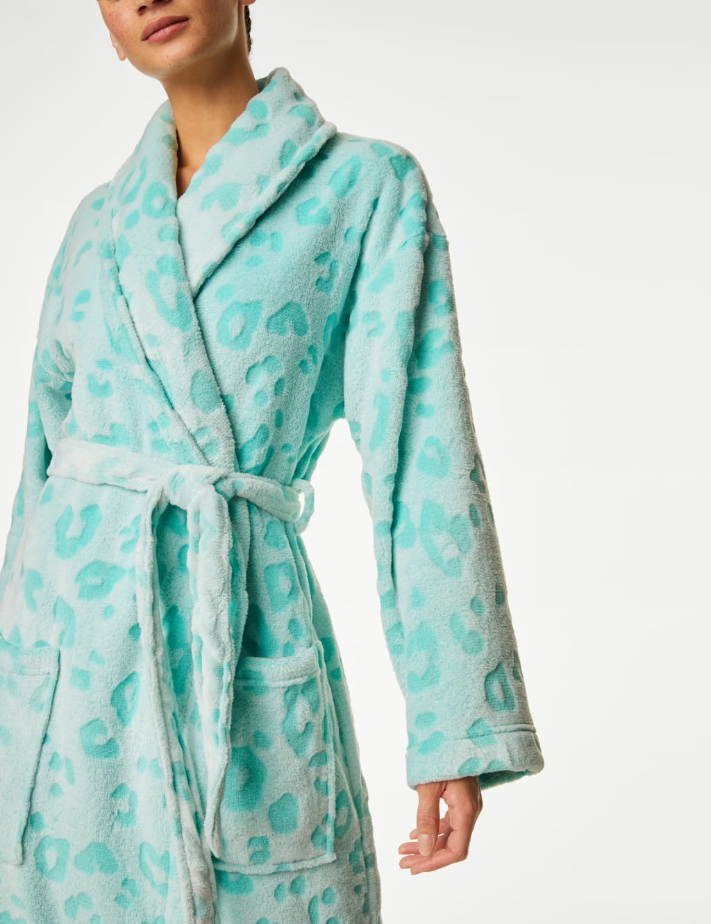 Fleece Leopard Print Dressing Gown image 1