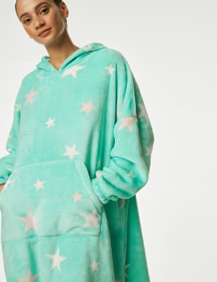 

Womens M&S Collection Fleece Star Print Oversized Hoodie - Green Mix, Green Mix