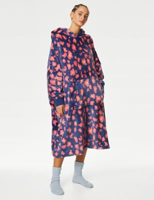 

Womens M&S Collection Fleece Leopard Print Oversized Hoodie - Dark Blue Mix, Dark Blue Mix
