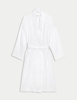 Pure Cotton Muslin Textured Dressing Gown
