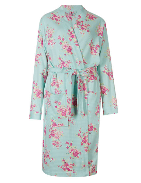 Pure Cotton Floral Waffle Dressing Gown | M&S Collection | M&S
