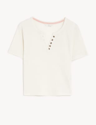 Cotton Blend Waffle Pyjama Top