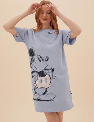  Chemise de nuit coupe courte 100% coton à motif Mickey Mouse™ - Faded Blue