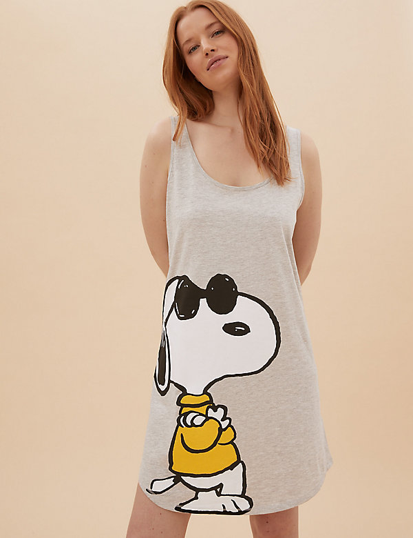 قميص نوم قصير بنقشة Snoopy™ من القطن الغني - SA
