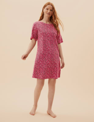 

M&S Collection Camisón corto 100% algodón con diseño animalWomens - Pink Mix, Pink Mix