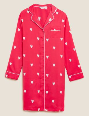 

M&S Collection Camisón de satén con estampado de corazonesWomens - Pink Mix, Pink Mix