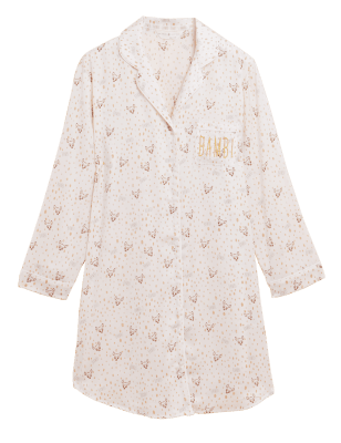 

Womens M&S Collection Kurzes Nachthemd aus Satin mit Bambi™-Motiv - Light Natural, Light Natural