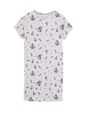 Womens M&S Collection Alice in Wonderland™ Short Nightdress - Oatmeal