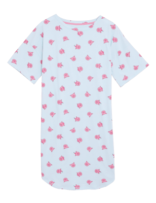 

Womens M&S Collection Pure Cotton Percy Pig™ Short Nightdress - Aqua Mix, Aqua Mix