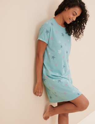 Pure Cotton Star Print Short Nightdress