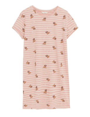 

Womens M&S Collection Pure Cotton Dog Print Short Nightdress - Pink Mix, Pink Mix